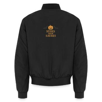 Halloween pumpkin design with bats - Unisex Bomber Jacket - black - Back - AI Model Male 185 light (185cm)
