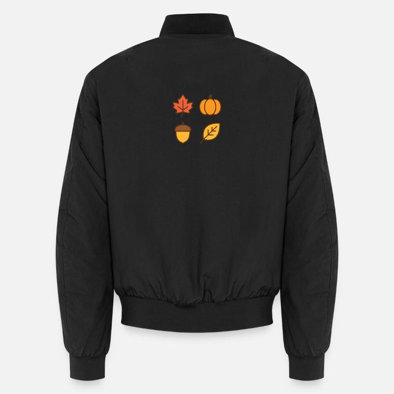 Autumn Leaves and Pumpkin Theme - Unisex Bomber Jacket - black