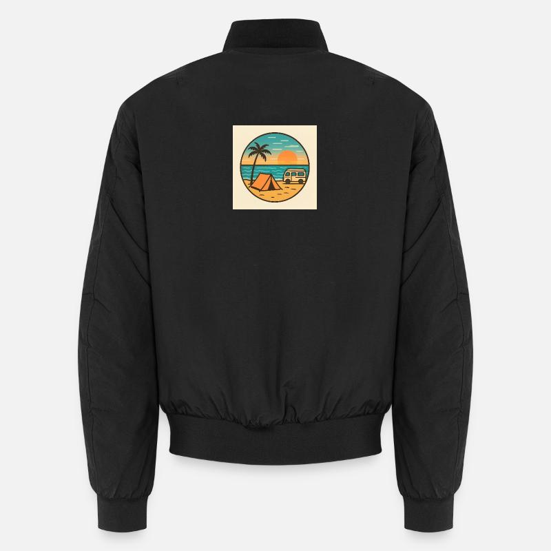 Beach Sunset with Tent - Unisex Bomber Jacket - black