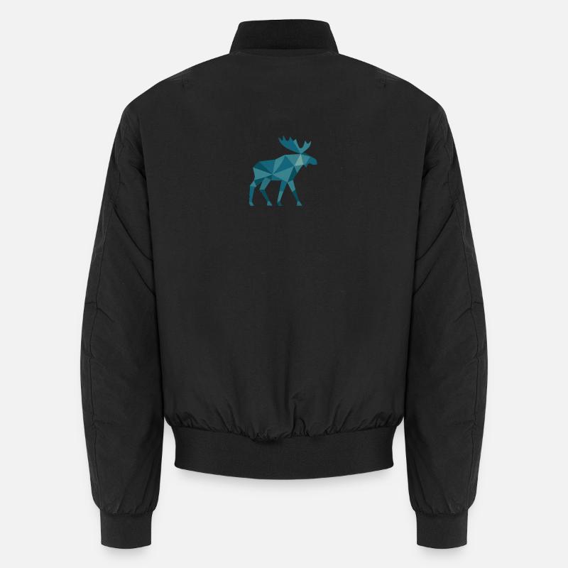 Geometric moose in polygon style - Unisex Bomber Jacket - black