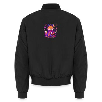 Herbstlicher Fuchs mit Kürbisskizze - Unisex Bomberjacke - Schwarz - Hinten - AI Model Male 185 light (185cm)