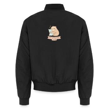 Sleeping raccoon illustration - Unisex Bomber Jacket - black - Back - AI Model Male 185 light (185cm)