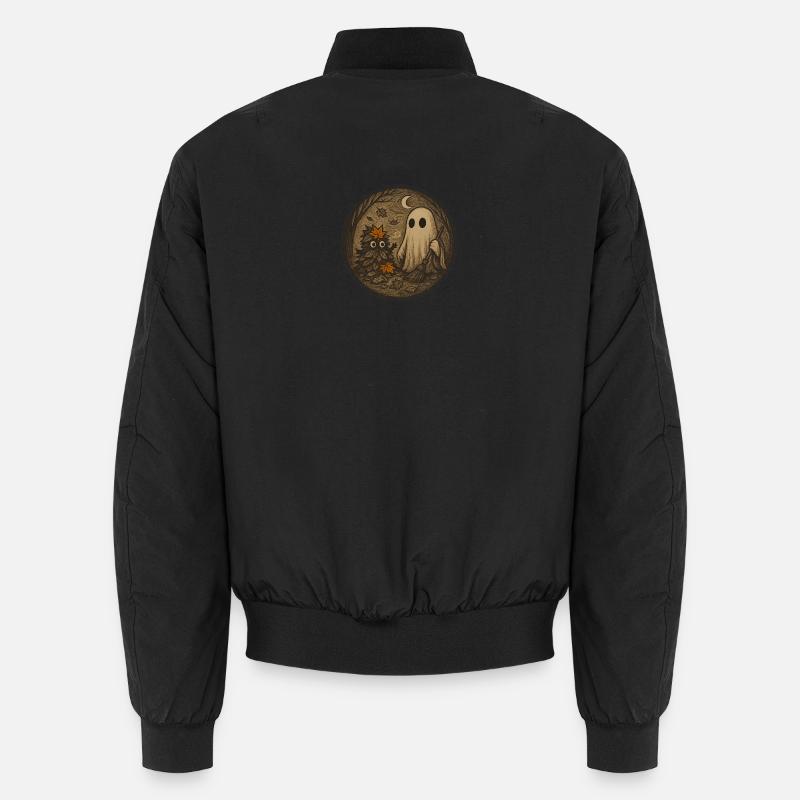Ghostly Forest Night Illustration - Unisex Bomber Jacket - black