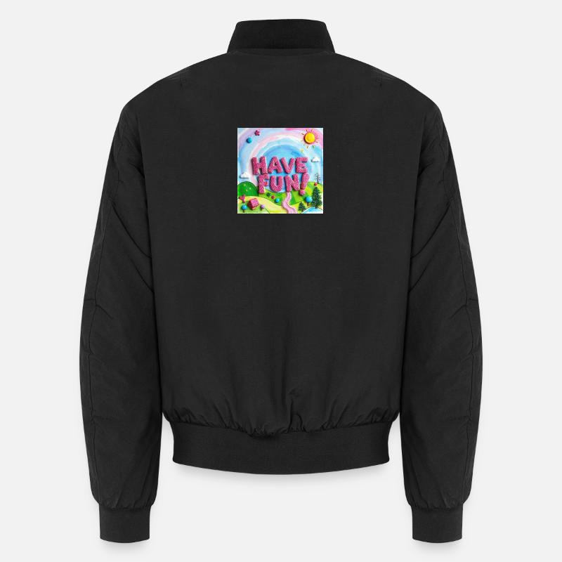 Cheerful Candy Forest Have fun! -Text Unisex Bomber Jacket