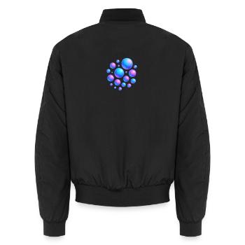 Irisierende Blasen Neonfarben - Unisex Bomberjacke - Schwarz - Hinten - AI Model Male 185 light (185cm)