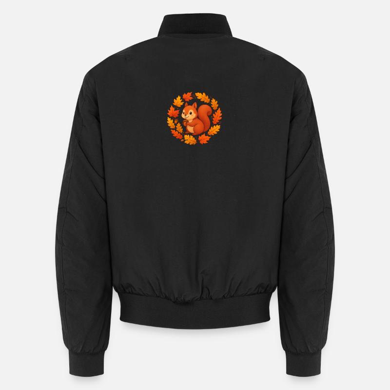 Écureuil d’automne dans une couronne de feuilles Bomber unisexe