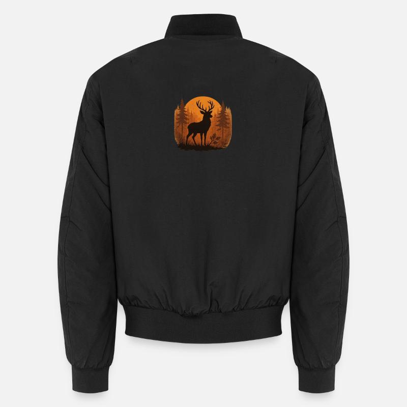 Hirschsilhouette Herbstwald Unisex Bomberjacke