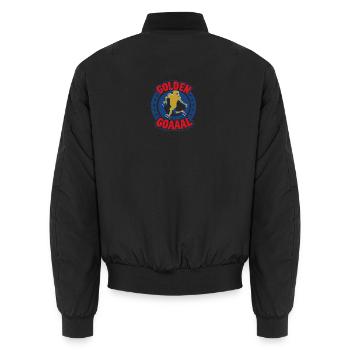Golden Touchdown – Football meets GOAAAL - Unisex Bomber Jacket - black - Back - AI Model Male 185 light (185cm)