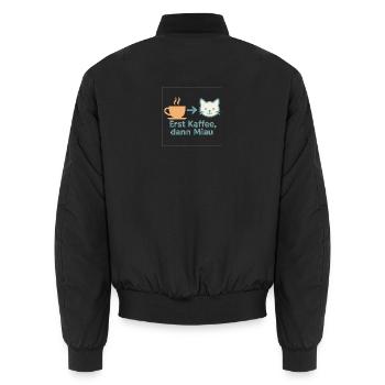 Erst Kaffee, dann Miau - Unisex Bomberjacke - Schwarz - Hinten - AI Model Male 185 light (185cm)