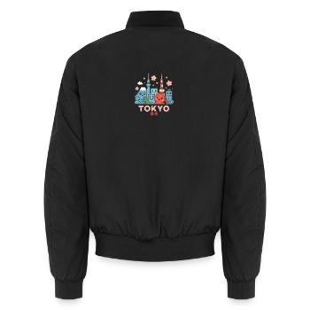Kawaii Tokyo Skyline - Unisex Bomberjacke - Schwarz - Hinten - AI Model Male 185 light (185cm)