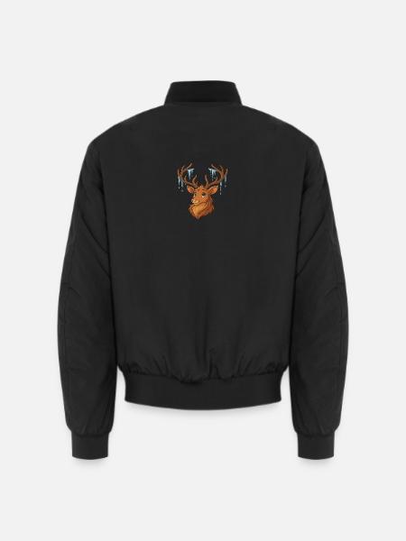 Winter deer with icicles - Unisex Bomber Jacket - black