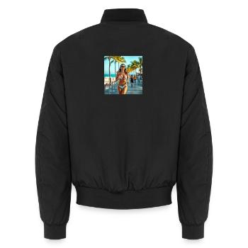 Sunny Beach Fitness Run - Unisex Bomber Jacket - black - Back - AI Model Male 185 light (185cm)
