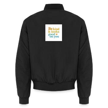 be kind - it looks good on you - Unisex Bomberjacke - Schwarz - Hinten - AI Model Male 185 light (185cm)