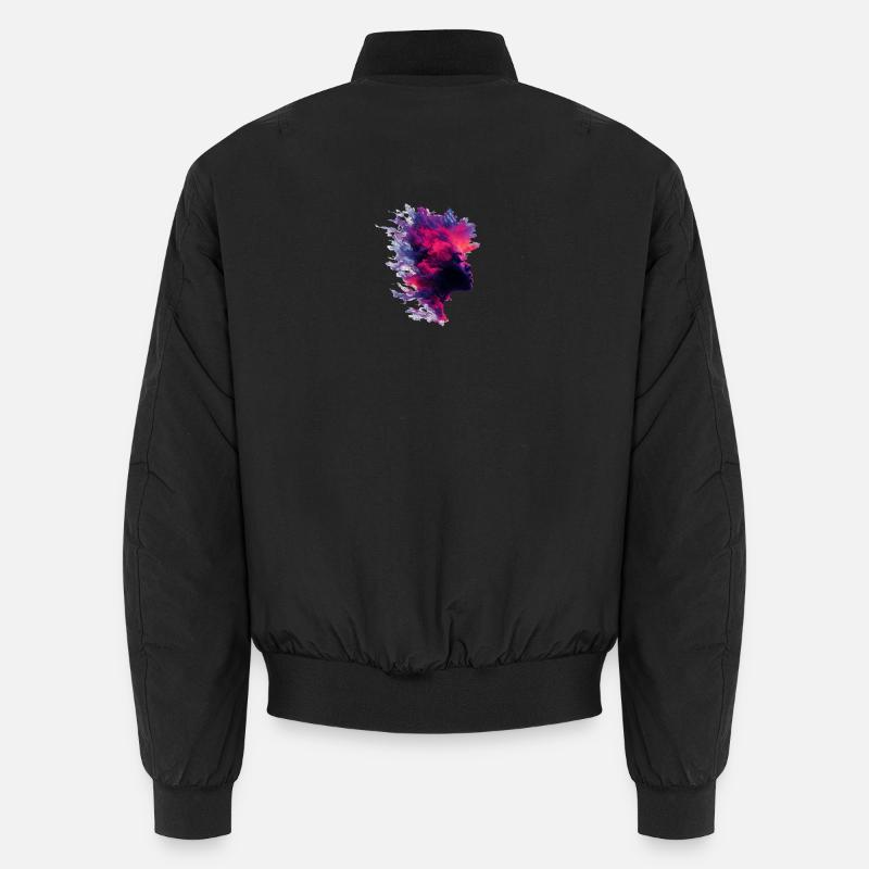 Fiery_Nebula_Woman_Profile_Silhouette Bomber unisexe
