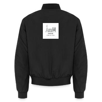 Paris Line Art Silhouette Landmark - Unisex Bomber Jacket - black - Back - AI Model Male 185 light (185cm)