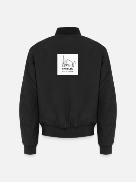 Hamburg Line Art Silhouette Landmark - Unisex Bomber Jacket - black