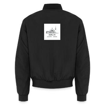 Berlin Line Art Silhouette Landmark - Unisex Bomber Jacket - black - Back - AI Model Male 185 light (185cm)