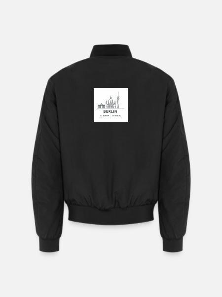 Berlin Line Art Silhouette Landmark - Unisex Bomber Jacket - black