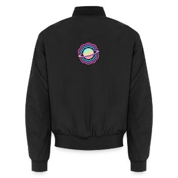 Cosmic Planet Stylized Galactic Sphere - Unisex Bomber Jacket - black - Back - AI Model Male 185 light (185cm)