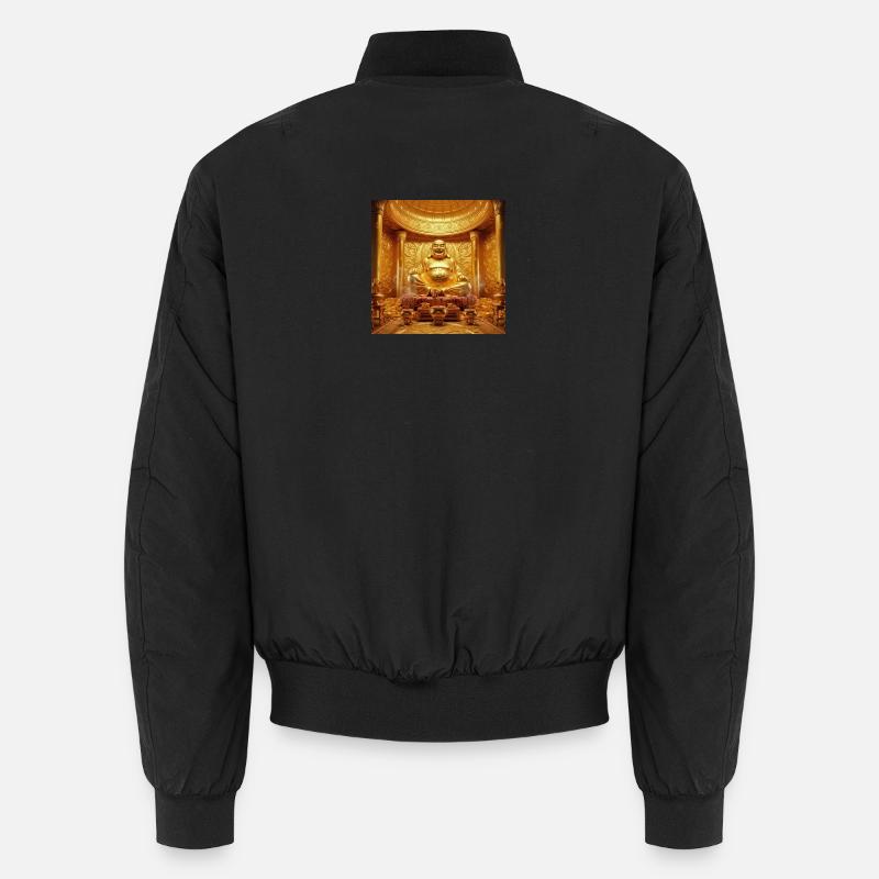 Goldener Bitcoin Buddha Tempel - Unisex Bomberjacke - Schwarz