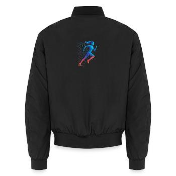 Geometric runner in motion - Unisex Bomber Jacket - black - Back - AI Model Male 185 light (185cm)