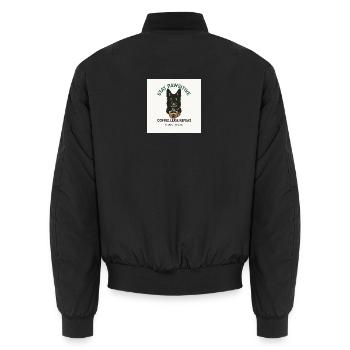 Stay Pawsitive Hund Kaffee Motiv - Unisex Bomberjacke - Schwarz - Hinten - AI Model Male 185 light (185cm)