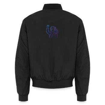 Neon Rebellion – Cyberpunk Energiedesign - Unisex Bomberjacke - Schwarz - Hinten - AI Model Male 185 light (185cm)