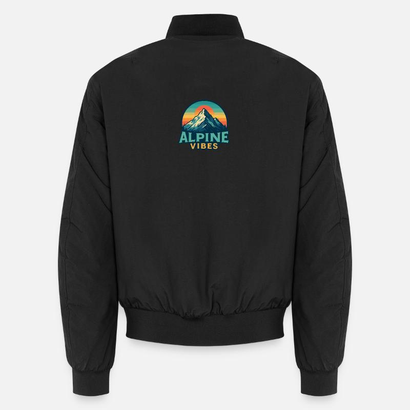 Alpine Vibes Mountain Motif Retro Sunset Unisex Bomber Jacket