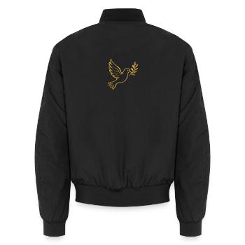 NOUVEAU -- Colombe dorée avec branche d’olivier. - Bomber unisexe - noir - Dos - AI Model Male 185 light (185cm)