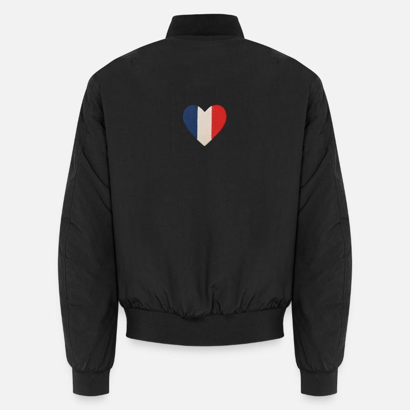Tricolor blue, white red heart Unisex Bomber Jacket