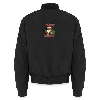 Fröhlicher Weihnachtsmann -  Santa Claus - Cartoon - Unisex Bomberjacke - Schwarz - Hinten - AI Model Male 185 light (185cm)