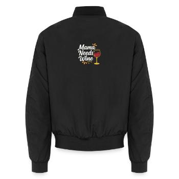 Mama Needs Wine – Handlettering mit Weinglas - Unisex Bomberjacke - Schwarz - Hinten - AI Model Male 185 light (185cm)