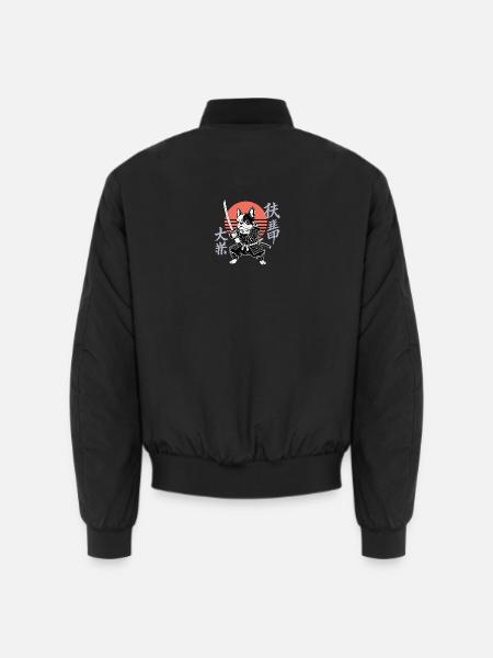 Samurai Bulldog in Autumn Sun - Unisex Bomber Jacket - black