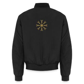 Rune nordique Algiz - symbole de protection Viking - Bomber unisexe - noir - Dos - AI Model Male 185 light (185cm)