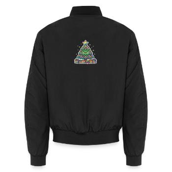 Cheerful rainbow Christmas tree cute - Unisex Bomber Jacket - black - Back - AI Model Male 185 light (185cm)