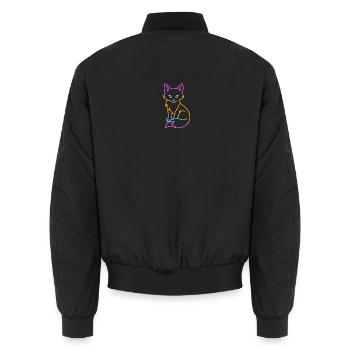 Neon Fox Outline - Unisex Bomber Jacket - black - Back - AI Model Male 185 light (185cm)