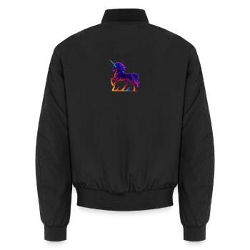 Flaming Neon Corn - Unisex Bomber Jacket - black - Back - AI Model Male 185 light (185cm)