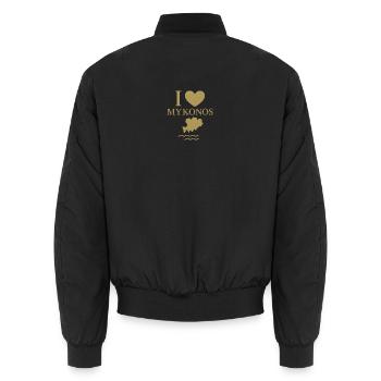 I Love Mykonos Gold - Unisex Bomberjacke - Schwarz - Hinten - AI Model Male 185 light (185cm)