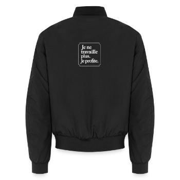 Ich arbeite nicht mehr. Ich genieße es. - Unisex Bomberjacke - Schwarz - Hinten - AI Model Male 185 light (185cm)