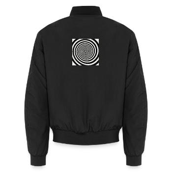 Hypnotische schwarz-weiße Spirale - Unisex Bomberjacke - Schwarz - Hinten - AI Model Male 185 light (185cm)
