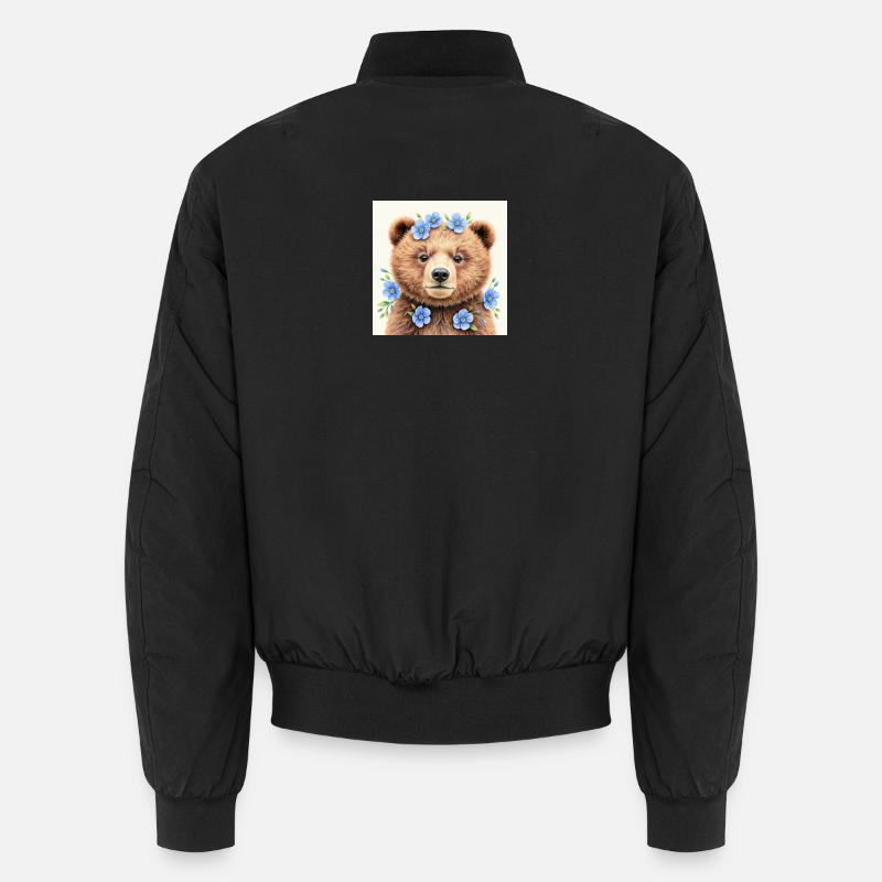 Modèles ours fleurs bleues - Bomber unisexe - noir