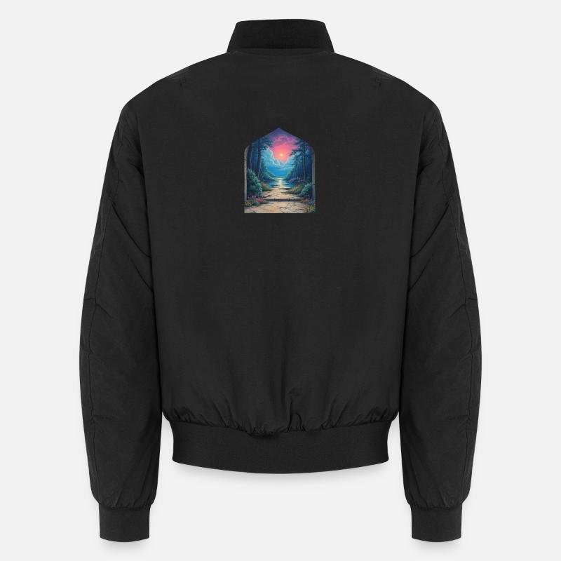 Sunset Portal in Forest Landscape Unisex Bomber Jacket
