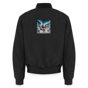 Le Père Noël des Aurores Boréales dans la Forêt d’Hiver - Bomber unisexe - noir - Dos - AI Model Male 185 light (185cm)