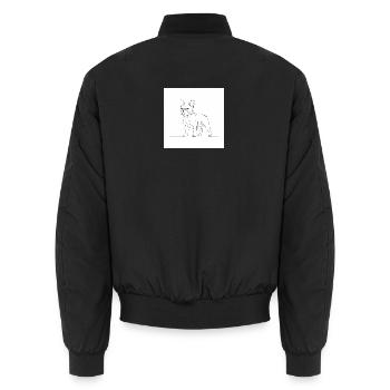 French Bulldog Line Art - Unisex Bomber Jacket - black - Back - AI Model Male 185 light (185cm)