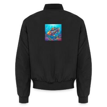 Tuning Fish - Unisex Bomber Jacket - black - Back - AI Model Male 185 light (185cm)