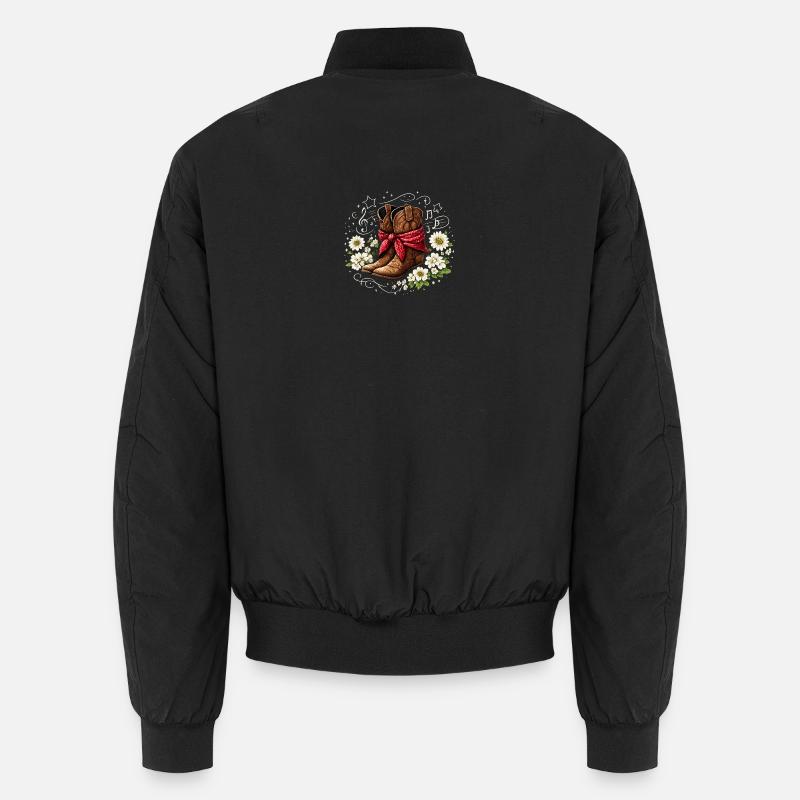 Cowboy Boots with Red Bandana Blossom Notes Unisex Bomber Jacket