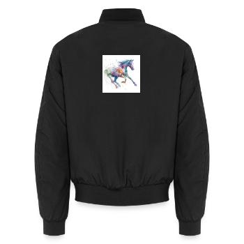 Vivid Watercolor Horse - Unisex Bomber Jacket - black - Back - AI Model Male 185 light (185cm)