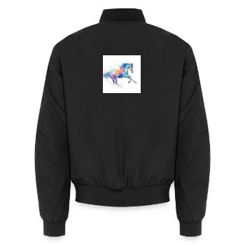 Cheval de galop aquarelle arc-en-ciel - Bomber unisexe - noir - Dos - AI Model Male 185 light (185cm)