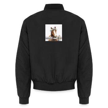 Pastellblüten-Pferdekrone - Unisex Bomberjacke - Schwarz - Hinten - AI Model Male 185 light (185cm)