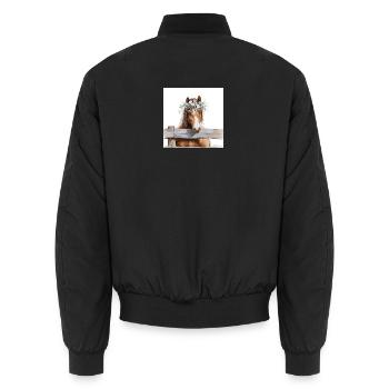 Floral Crowned Horse - Unisex Bomber Jacket - black - Back - AI Model Male 185 light (185cm)